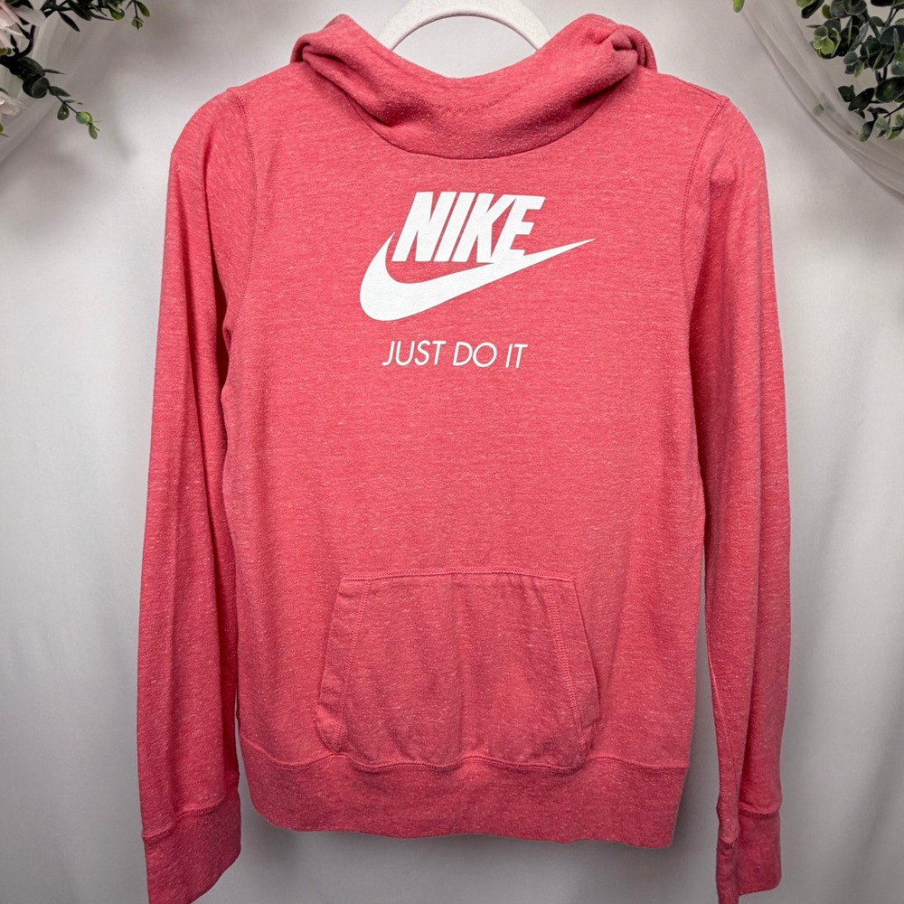 Nike Sportswear Pink Heather Just Do It Logo Hoodie Pullover XL Kids